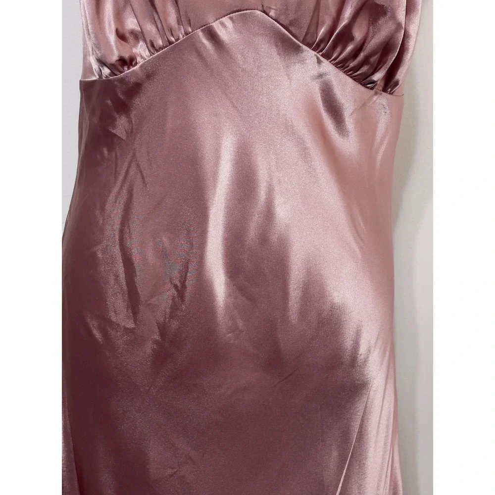 Vanity‎ Fair Women Satin Slip Dress Medium Rose Pink Midi Nightgown Romantic